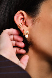 Pearl Dangle Earrings with Sprinkled Stones