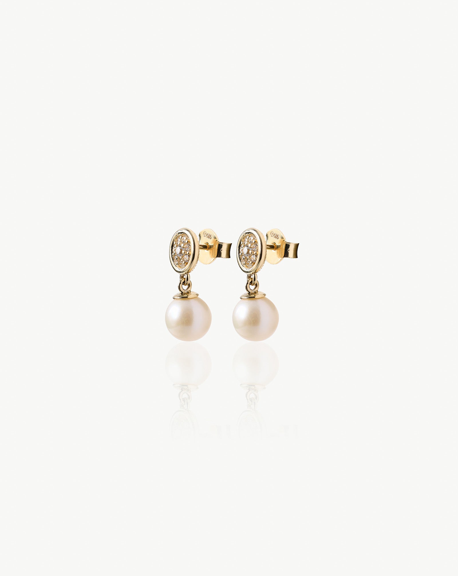 Pearl Dangle Earrings with Sprinkled Stones