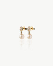Pearl Dangle Earrings with Sprinkled Stones