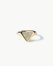 Solid Triangle Signet Ring with Sprinkled Stones
