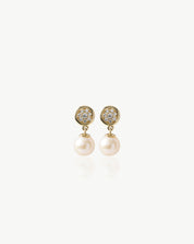 Pearl Dangle Earrings with Sprinkled Stones