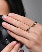 Embossed Square Signet Ring with Sprinkled Stones