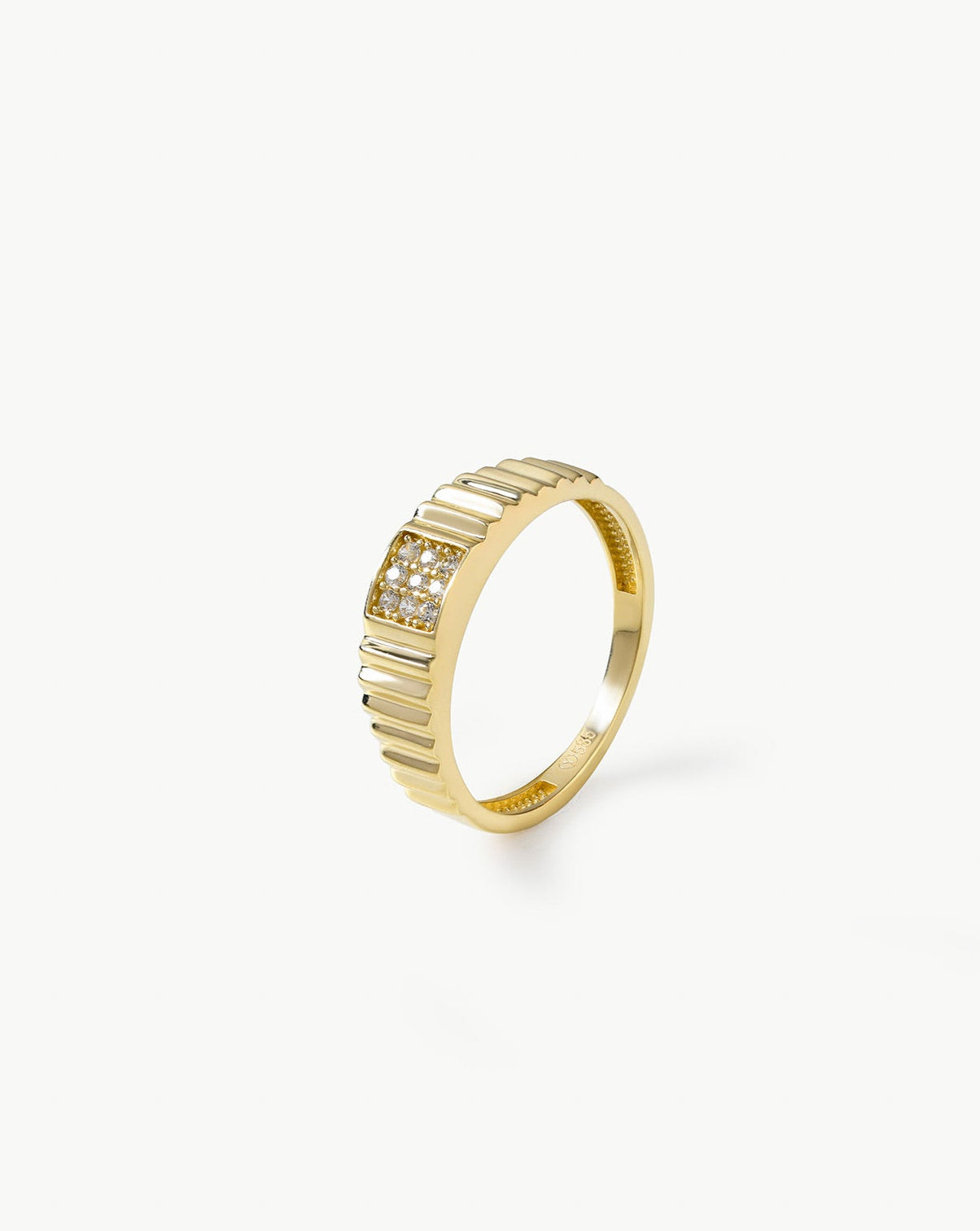 Embossed Square Signet Ring with Sprinkled Stones