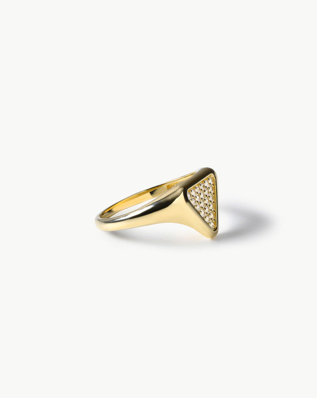 Solid Triangle Signet Ring with Sprinkled Stones