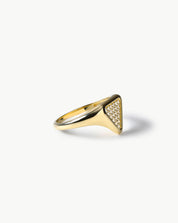 Solid Triangle Signet Ring with Sprinkled Stones