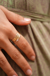 Marquise Stone Spiral Solid Ring