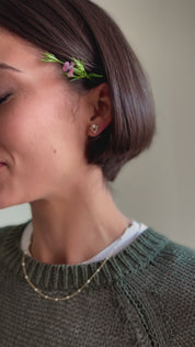 Stone Pearl Triangle Pin Earrings