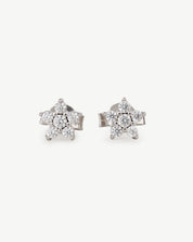 White Gold Flower Studs